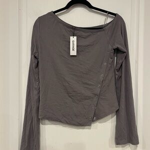 Garage Gray Asymmetrical Long Sleeve Top